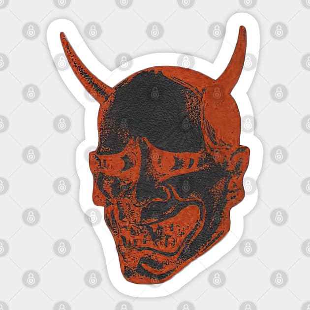 Red Japanese Hannya Mask Sticker by walltowall